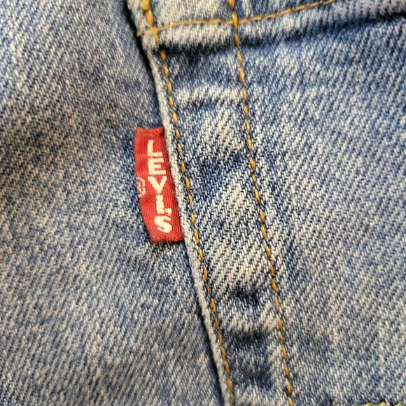 Levis 512 Premium Big E Jeans Mens 30x27 Stretch Blue Denim Slim Leg Distressed - Picture 4 of 12